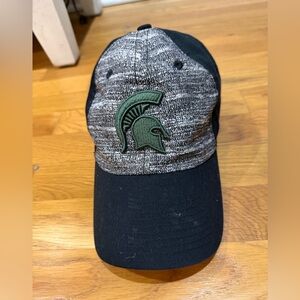 Gray and Black Baseball Cap with Green Spartan Logo